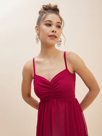 Antheaa Pink Layered Chiffon Empire Dress