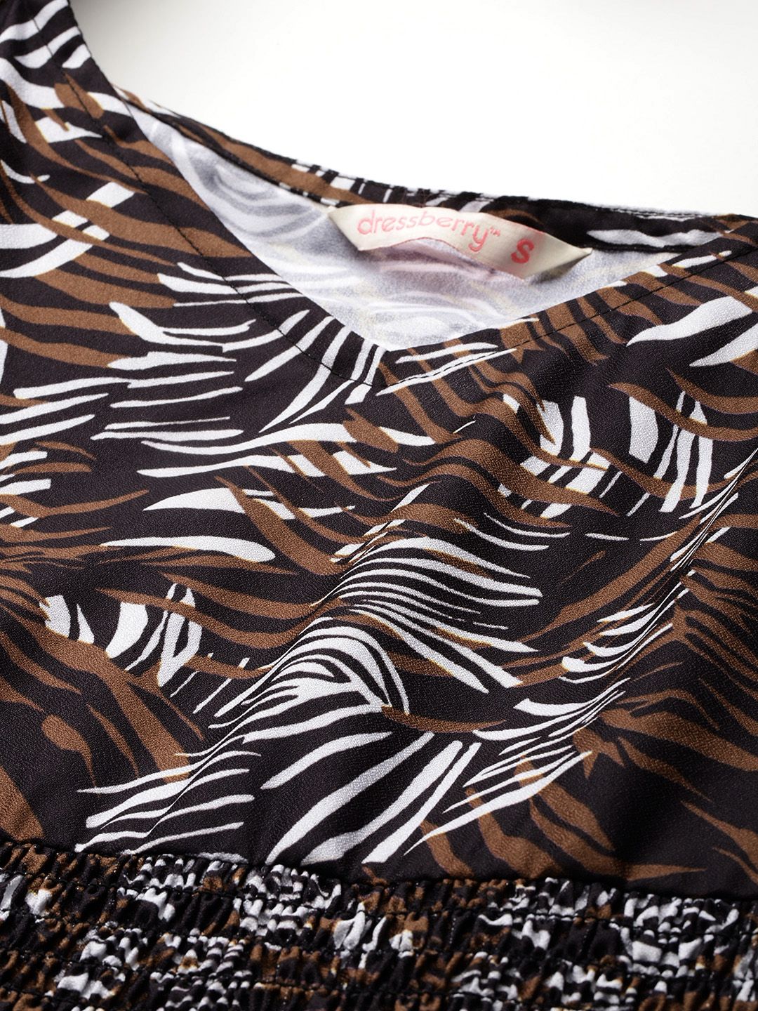 DressBerry Abstract Print Tiered A-Line Midi Dress