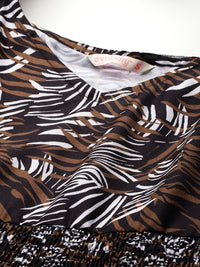 DressBerry Abstract Print Tiered A-Line Midi Dress