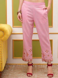 Vishudh Embroidered Regular Thread Work Pure Cotton Kurta with Trousers & With Dupatta