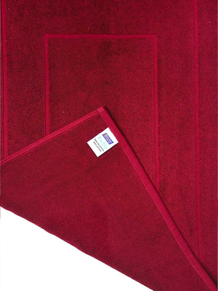 BOMBAY DYEING Maroon Textured Pure Cotton Anti Skid Bath Rugs
