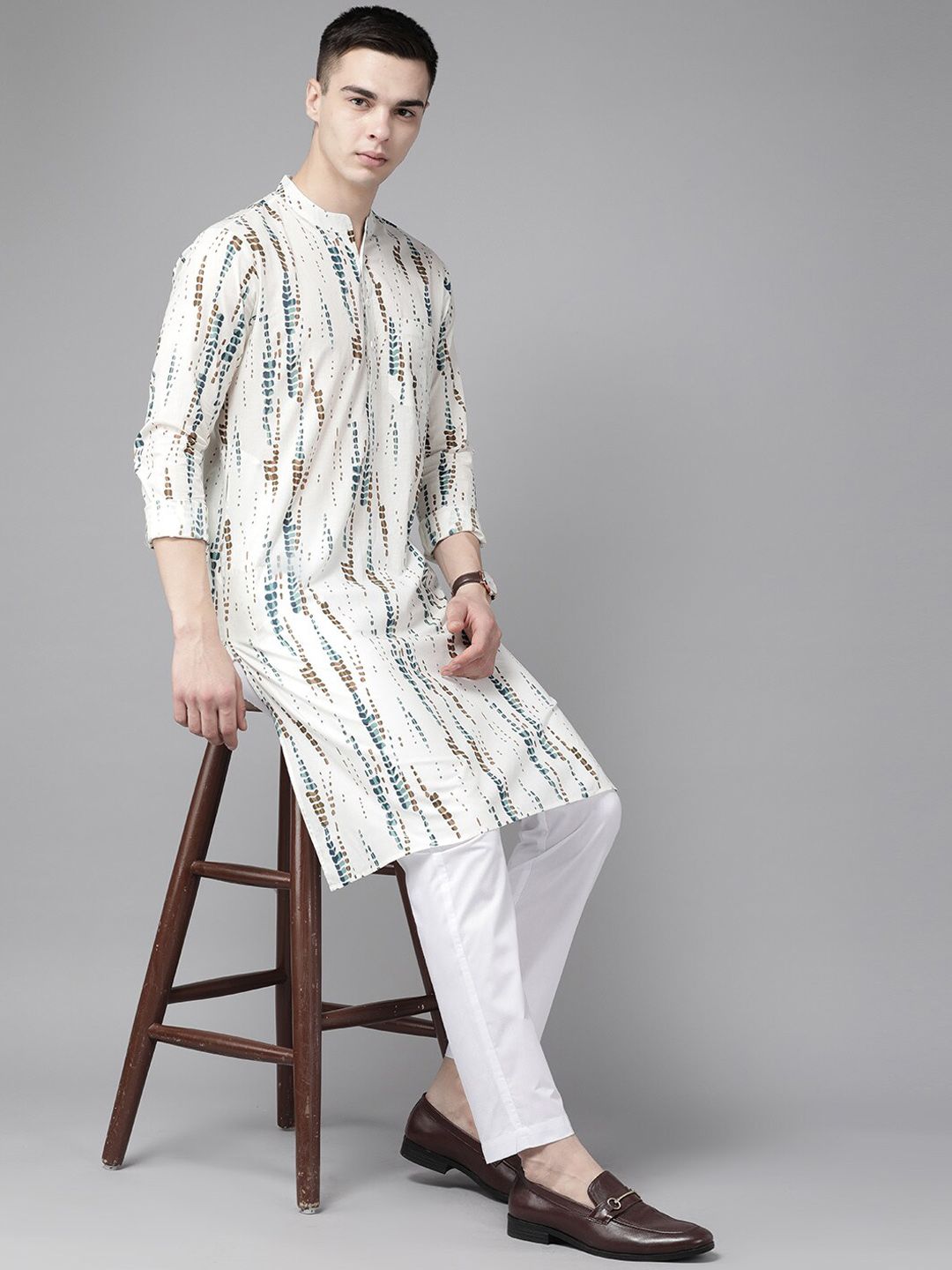 See Designs Abstract printed Mandarin Neck Straight Kurta