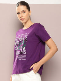 DILLINGER Women Typography Printed Pure Cotton Boxy T-shirt