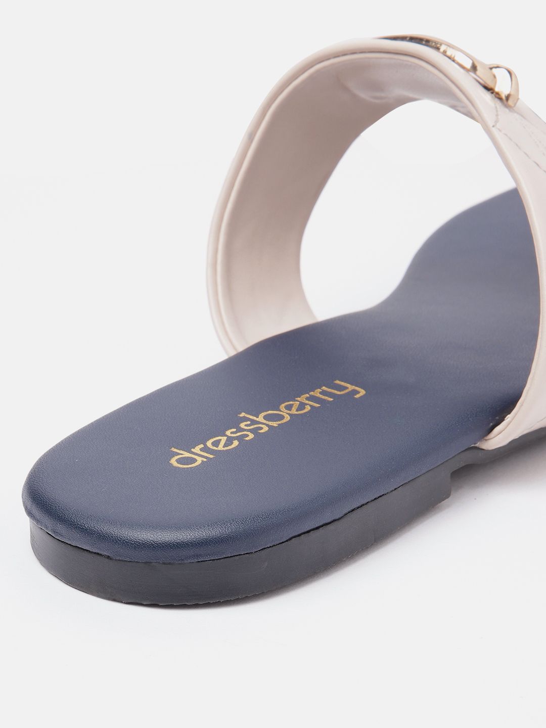 DressBerry Women Textured T-Strap Flats with Embellished Detail