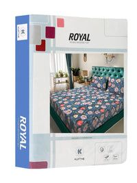 Moda Rapido X KLOTTHE Blue & Pink Floral 400 TC King Bedsheet with 2 Pillow Covers