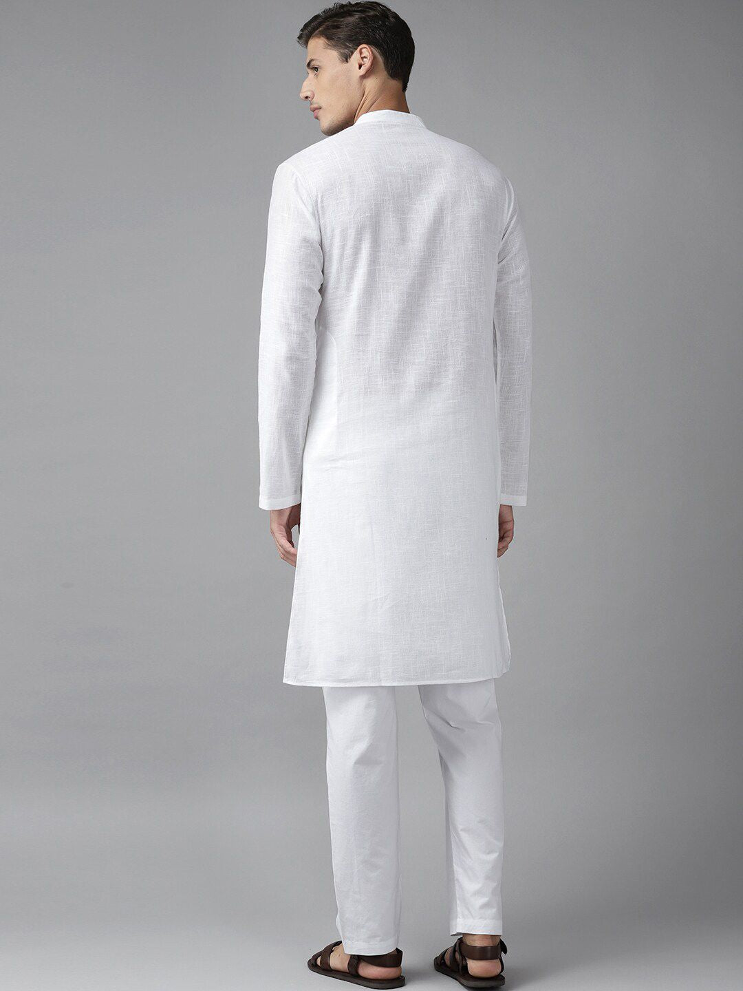 See Designs Men White Straight Cotton Kurta