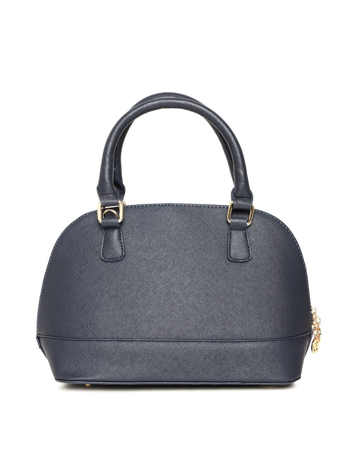 Lino Perros Navy Blue Solid Handheld Bag with Detachable Sling Strap
