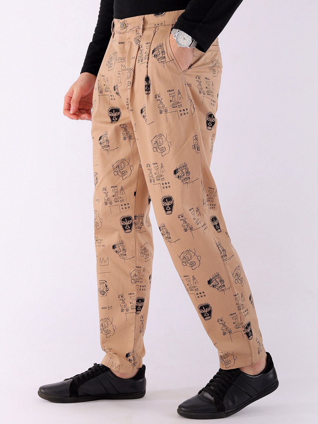 The Indian Garage Co Men Printed Loose Fit Cotton Joggers
