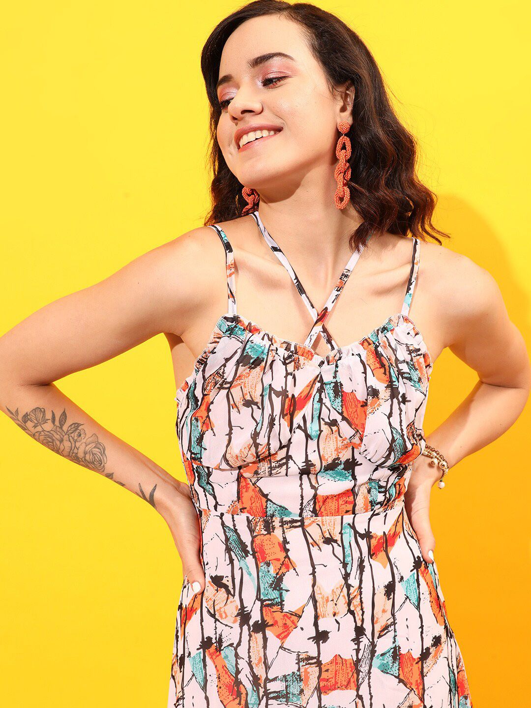 STREET 9 Floral Printed A-Line  Dress