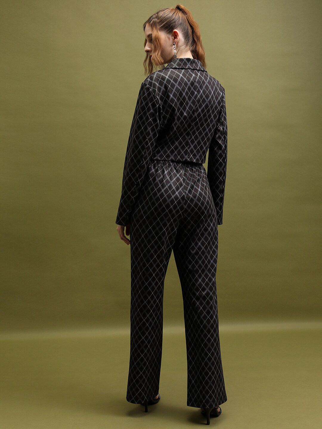 Tokyo Talkies Black Square Neck Top & Flared Trouser & Jacket Co-Ords