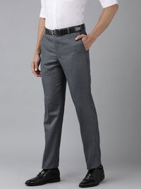 Park Avenue Men Mid-Rise Checked Smart Trousers
