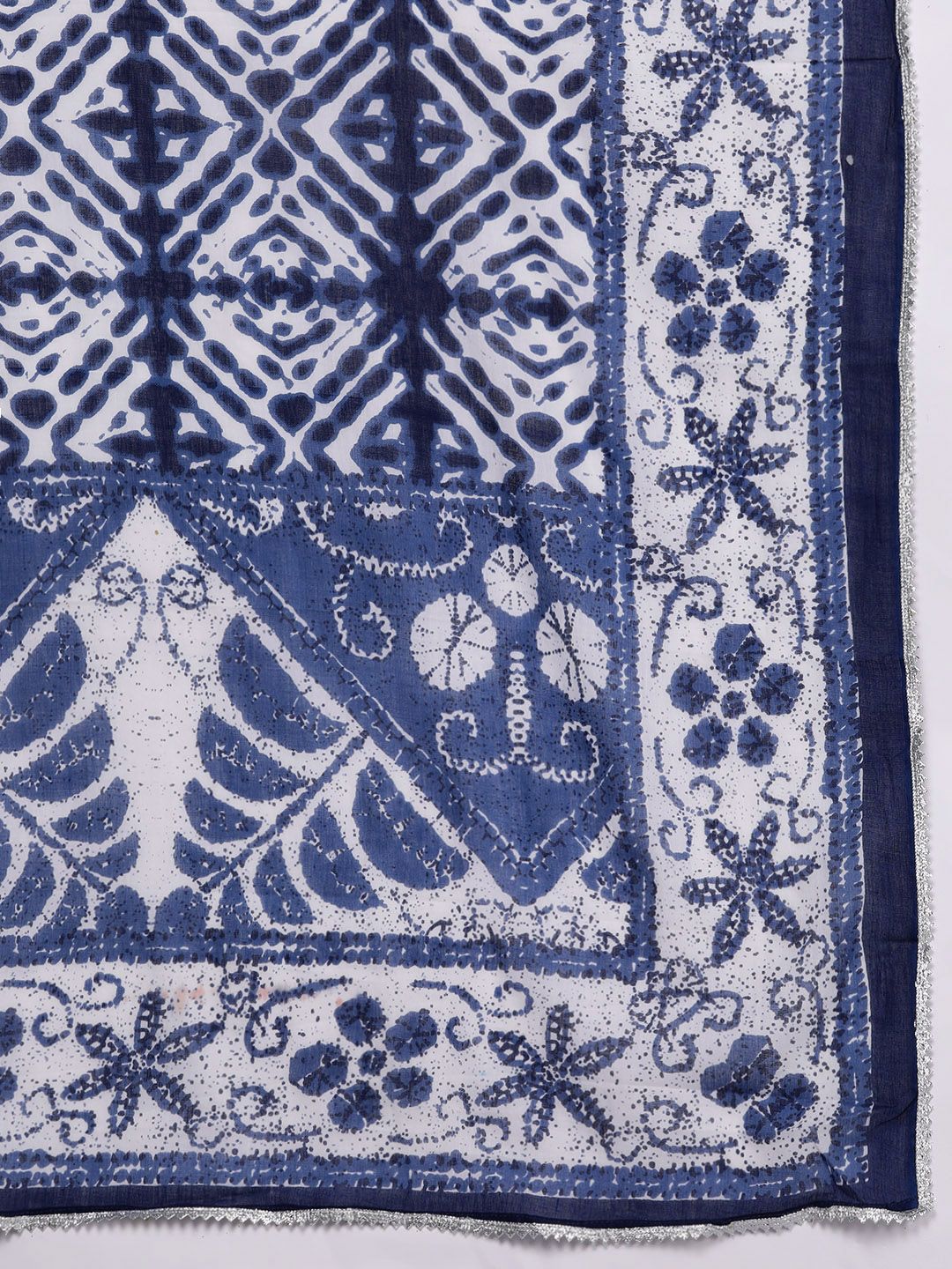 Libas Women Blue Bandhani Printed Pure Cotton Kurta with Palazzos & Dupatta