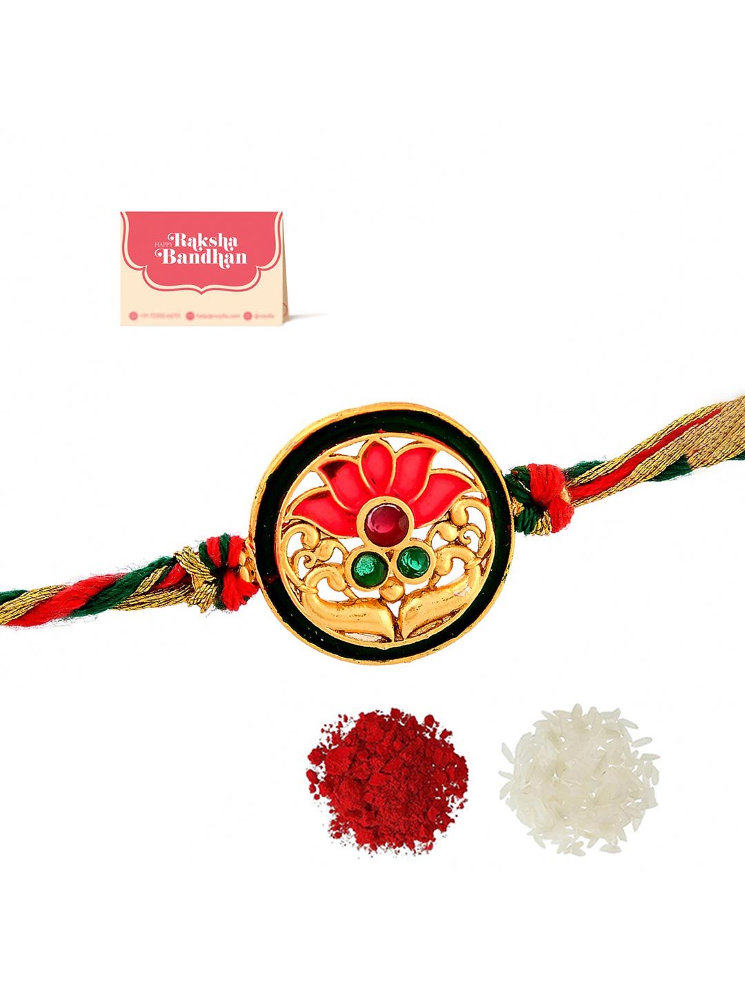 Voylla Men Motif Enamelled Beaded Thread Rakhi