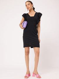 DressBerry Urban Elegance Ruffled Sheath Mini Dress With Slit