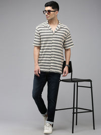SPYKAR Self Design Textured Knitted Cuban Collar Relaxed Fit Casual  Shirt