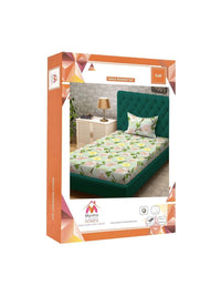 Myntra Elegant Homes Green Floral 400 TC Cadar Tempat Tidur Single dengan 1 Sarung Bantal