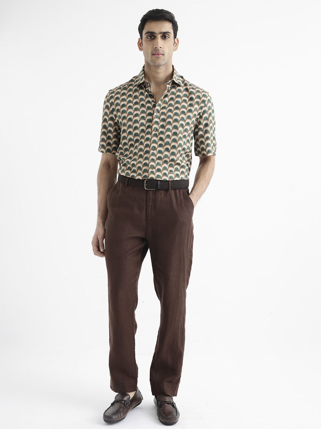 RARE RABBIT Men Printed Tokai Regular Fit Opaque Shirt