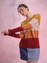 DressBerry Colourblocked Open Knit Pullover