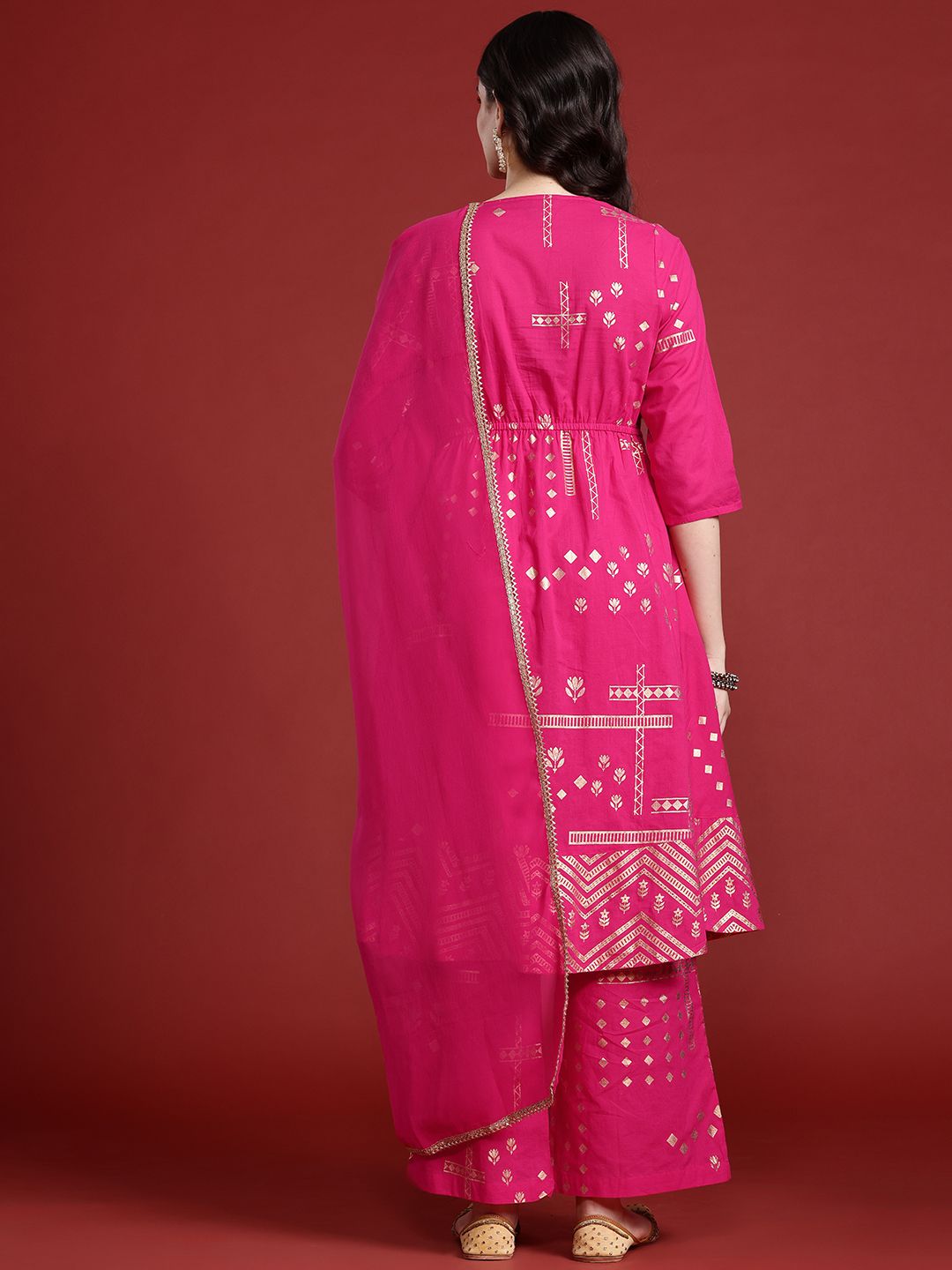 Anouk Printed Regular Gotta Patti Pure Cotton Kurta with Palazzos & Dupatta