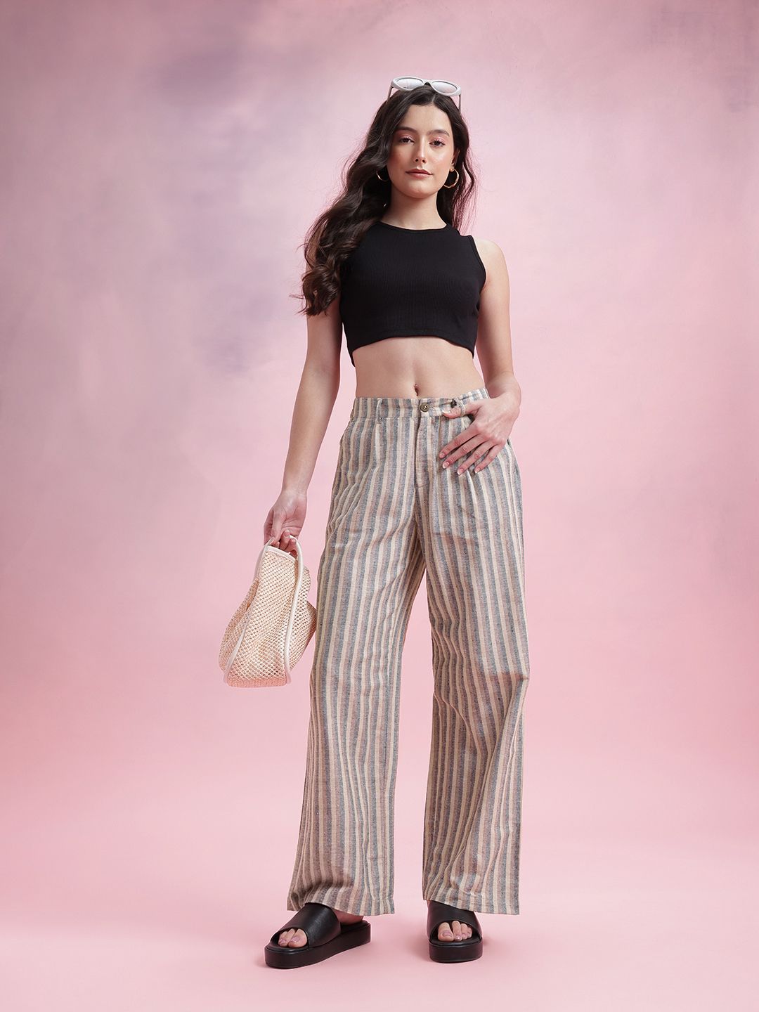 DressBerry Women Striped Trousers