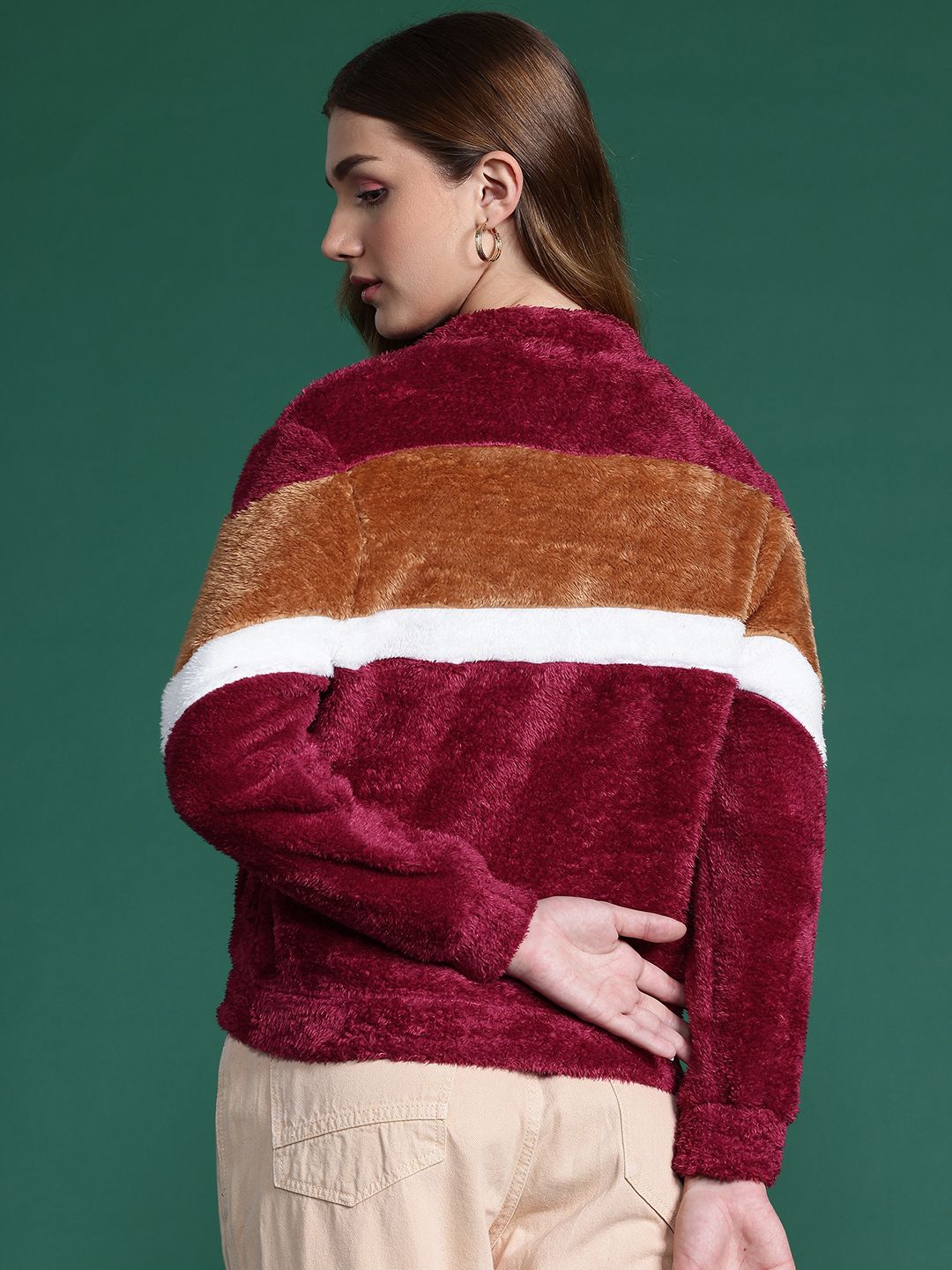 DressBerry Striped Faux Fur Jacket