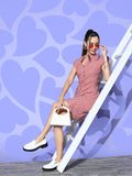 Berrylush Red & White Checked Cotton Bodycon Mini Dress
