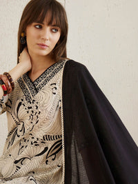 Indo Era Printed Regular Mirror Work Pure Cotton Kurta with Trousers & Dupatta