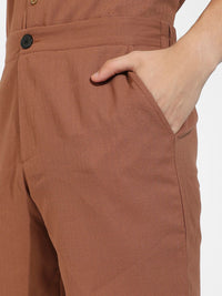 Campus Sutra Brown Textured Shirt & Shorts