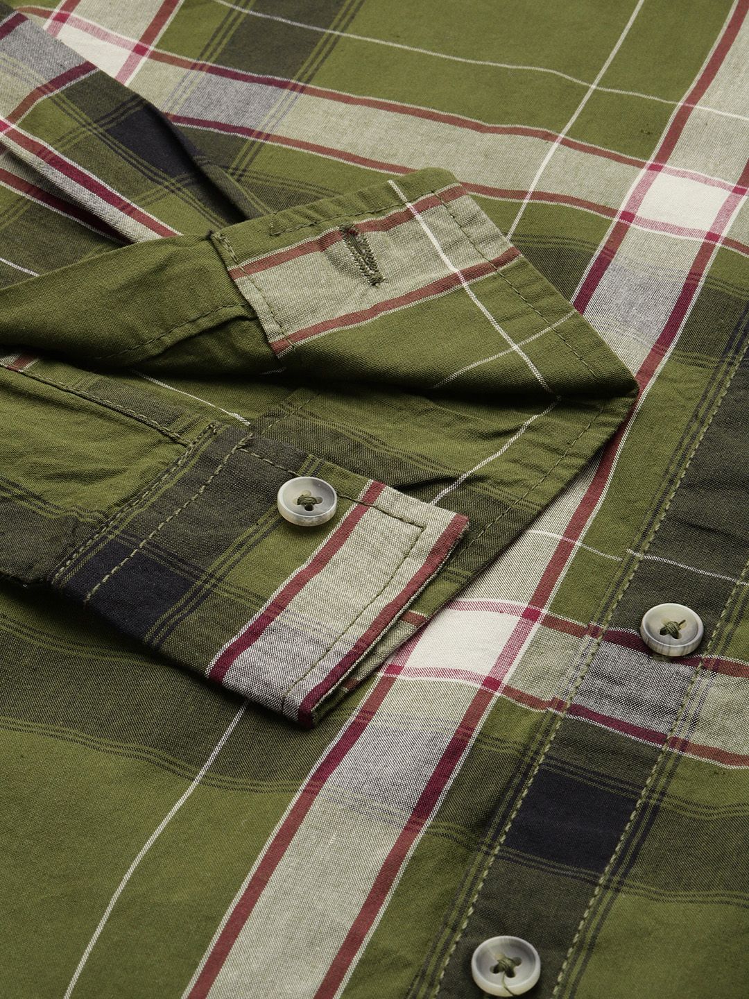 The Indian Garage Co Pure Cotton Slim Fit Checked Casual Shirt