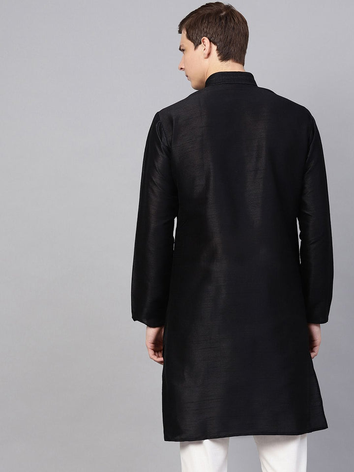 SOJANYA Lelaki Hitam Solid Kurta Lurus