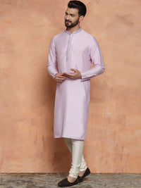 KISAH Men Solid Regular Fit Thread Work Kurta