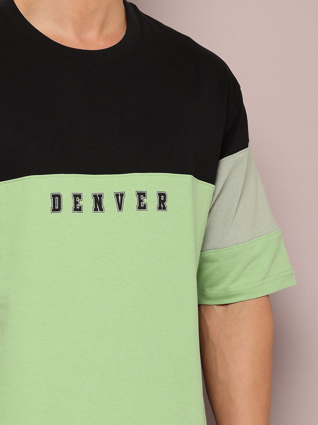 DILLINGER Men Typography Colourblocked Drop-Shoulder Sleeves Oversized Pure Cotton T-shirt