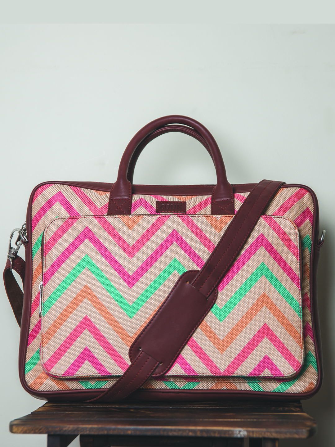 ZOUK Unisex Multicoloured Printed Vegan Leather 16 Inch  Laptop Bag