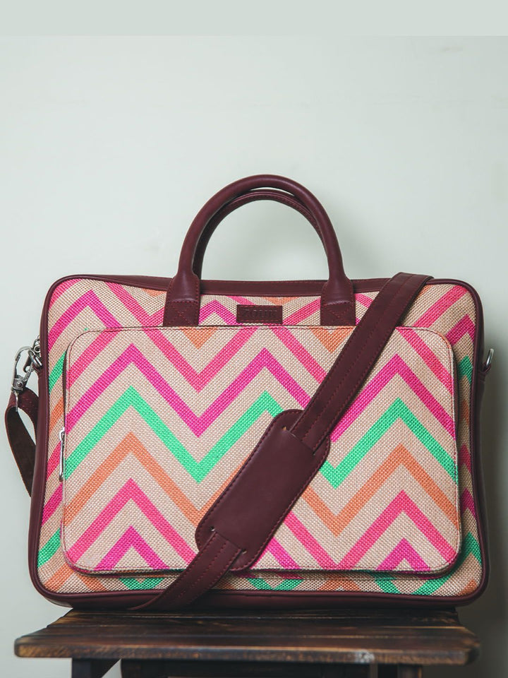 ZOUK Unisex Multicoloured Printed Vegan Leather 16 Inch  Laptop Bag