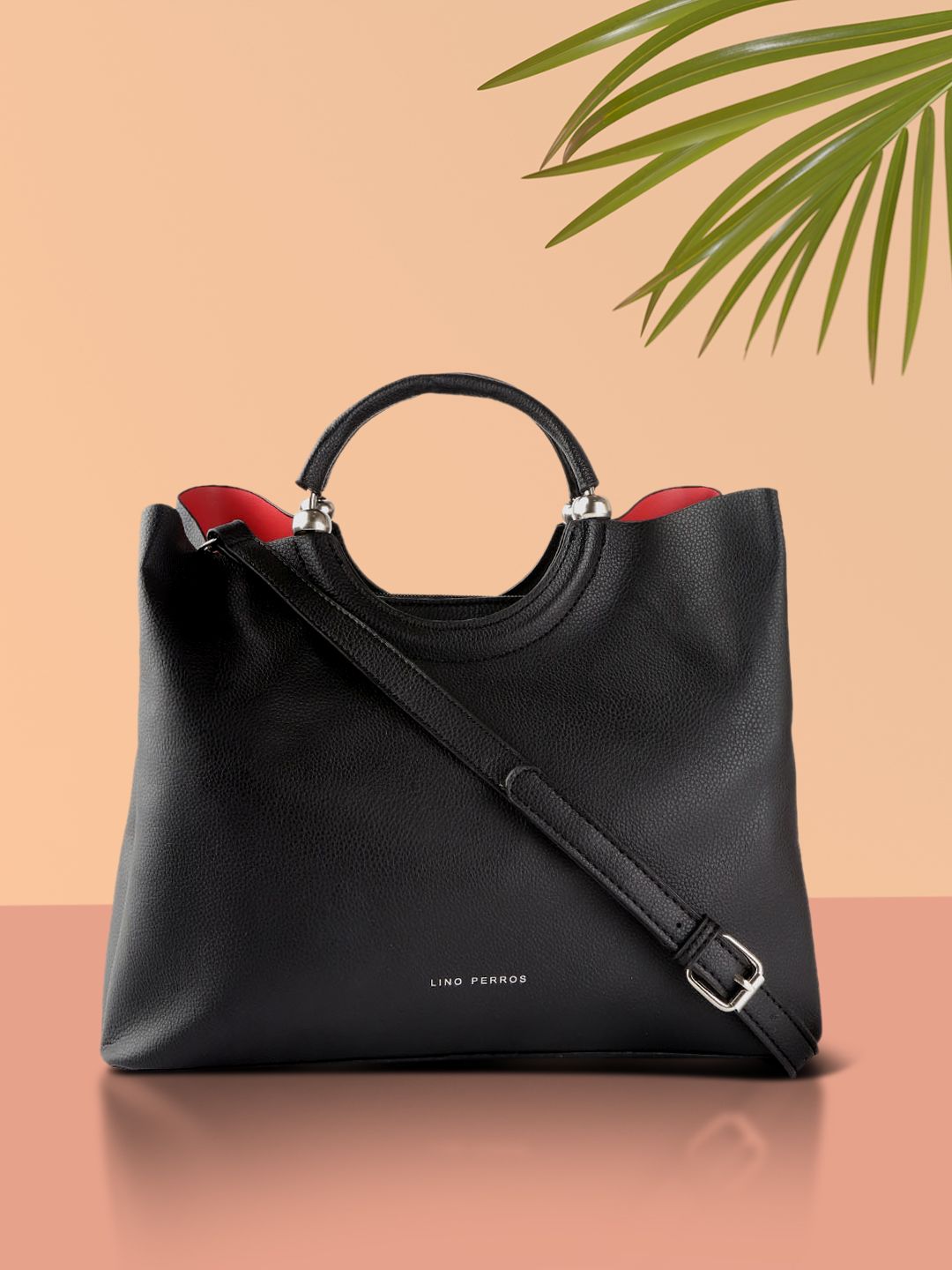 Lino Perros Black Solid Handheld Bag