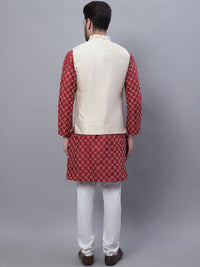 SOJANYA Embroidered Mandarin Collar Kurta with Pyjamas & Nahru Jacket