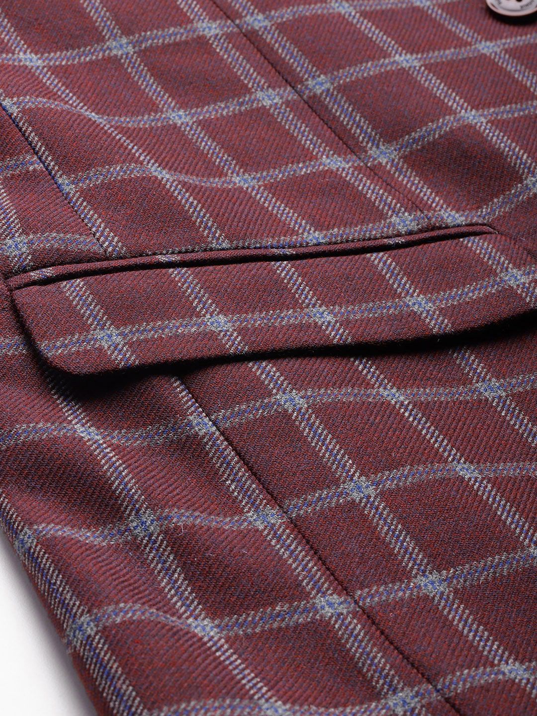 Park Avenue Single-Breasted Checked Semiformal Blazer