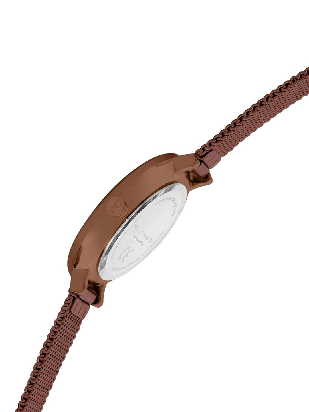French Connection Women Embellished Dial & Stainless Steel Bracelet Style Straps Analogue Watch FCN089BRGM