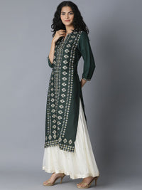 W Women Green Printed Kurta