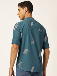 Thomas Scott Premium Slim Fit Floral Opaque Printed Cotton Casual Shirt