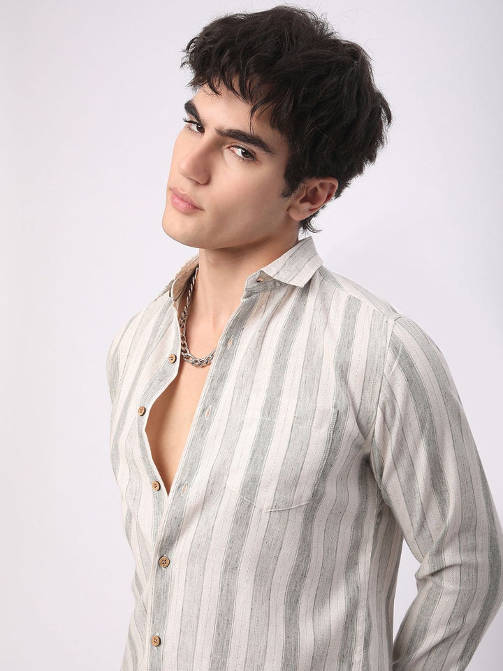 VASTRADO Men Classic Slim Fit Opaque Striped Casual Shirt