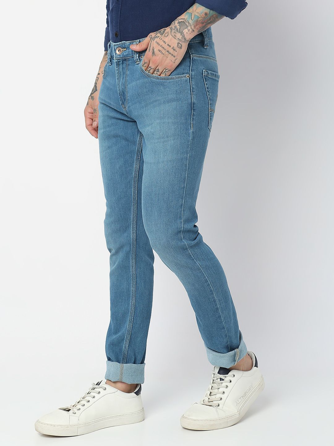 SPYKAR Men Skinny Slim Fit Low-Rise Light Fade Stretchable Jeans