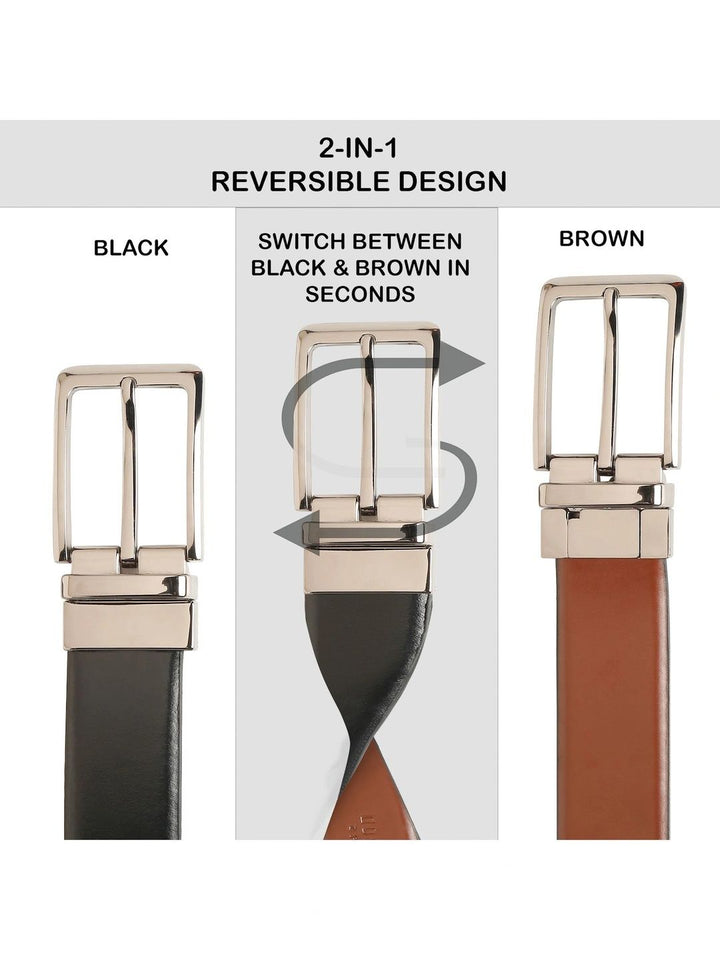 Teakwood Leathers Men Leather Reversible Formal Belt
