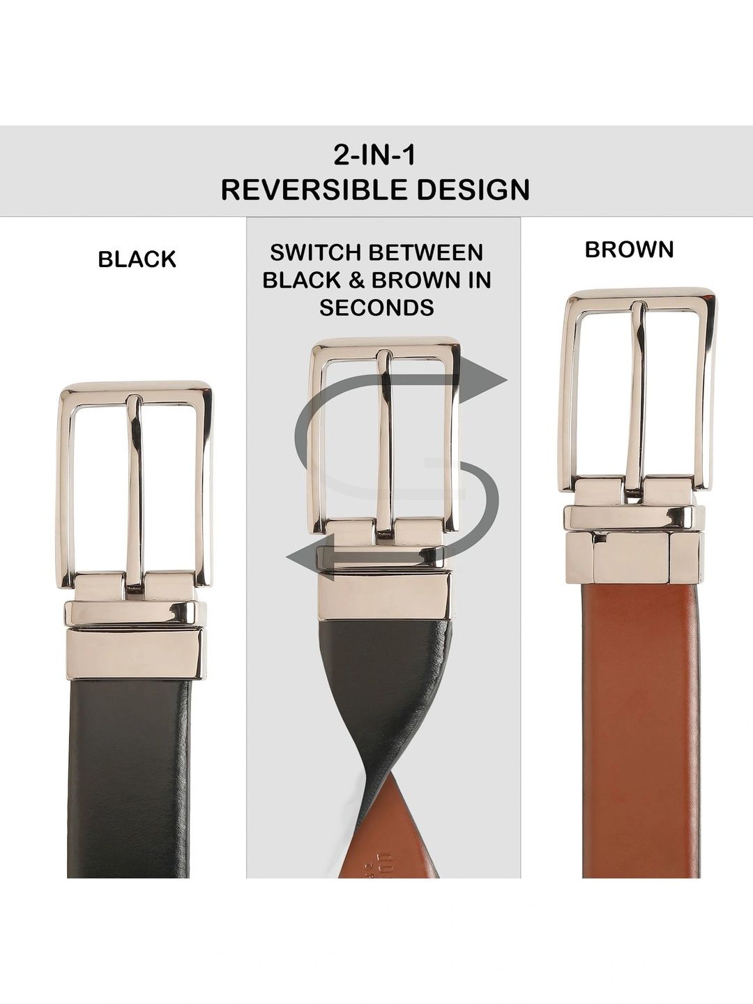 Teakwood Leathers Men Leather Reversible Formal Belt