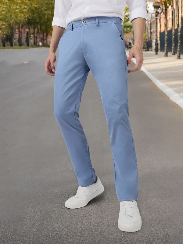 Urbano Fashion Men Blue Slim Fit Pure Cotton Regular Trousers