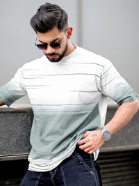 Maniac Men Abstract Printed Neck Cotton Oversized Tshirt