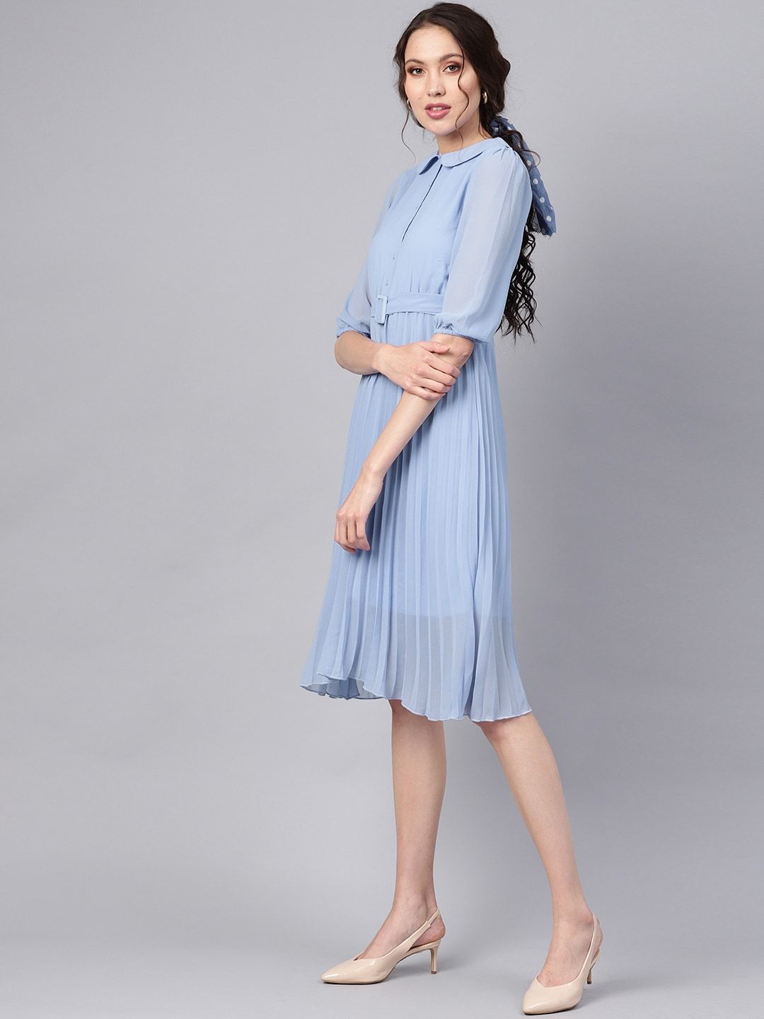 SASSAFRAS Sea Wash Peterpan Collar Pleated Dress