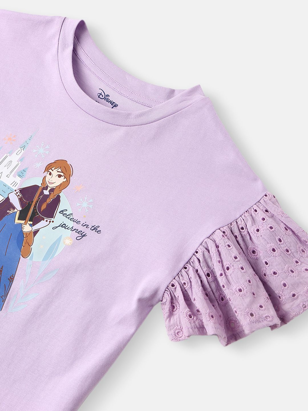 Nauti Nati Girls Frozen Printed Pure Cotton Top With Shorts