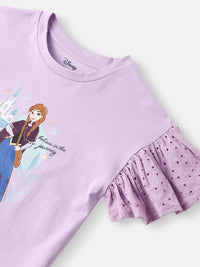 Nauti Nati Girls Frozen Printed Pure Cotton Top With Shorts