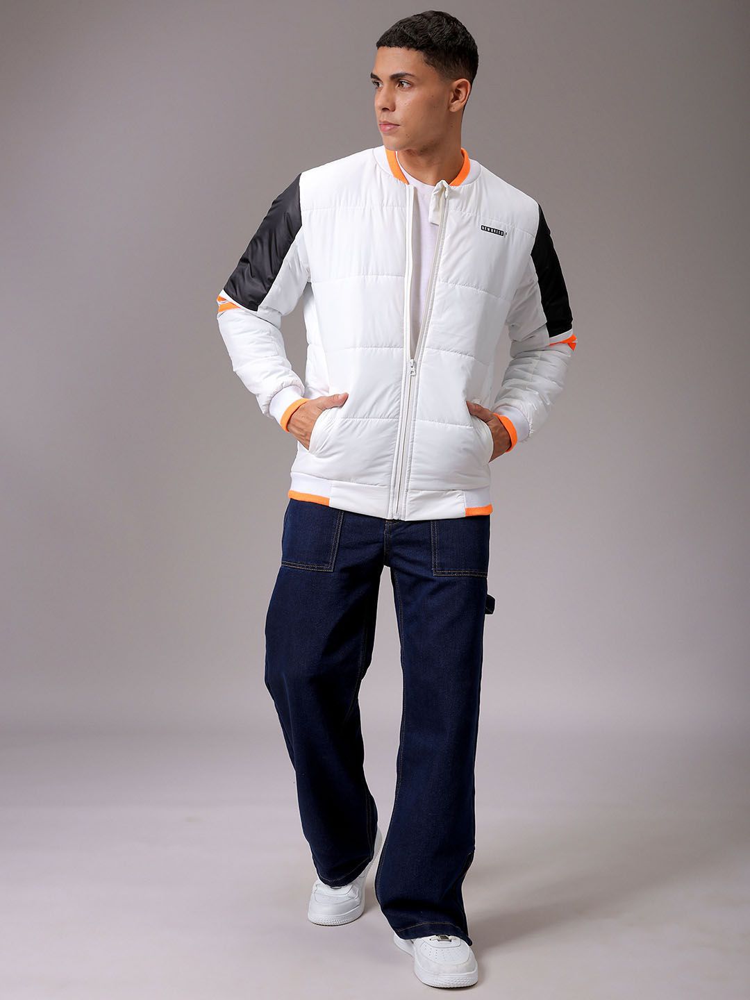 The Indian Garage Co Men Colourblock Slim Fit Puffer Jacket